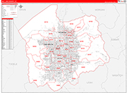 Salt Lake County Wall Map Red Line Style